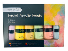 Juego de 6 pinturas acrílicas pastel artista arte principiante pintura 75 ml tubo madera lienzo Pastel Pintura price