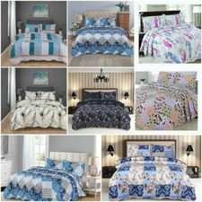 Juego de cama doble y king de 3 piezas colcha acolchada con estampado de patchwork Colcha y set de colcha price