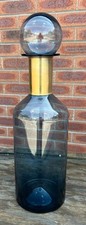 Boticario de vidrio azul muy grande 53 cm botella jarrón jarra latón cuello y tapón Botella decorativa price