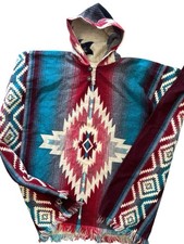 Poncho Pullover Estampado Suroeste Azteca 100% Lana Hombre/Unisex Talla Única Con Capucha Poncho price