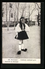 Postal Salonique, Costume national grec, hombre de traje nacional griego en Sa Costume de hombre price