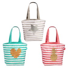 Bolso De Hombro RV Bolsa De Playa/ Compras Rayada Brillo Metálico Impresión Playa Bolso de mujer price