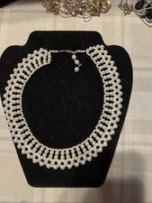 "Collar gargantilla clásico formal 16"" cuello perlas sintéticas blancas de colección" Pearl Collar price