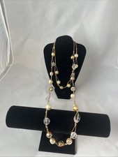 Juego de collar vintage de perlas de imitación de tono dorado Cookie Lee con cuentas transparentes Pearl Collar price