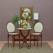 "ratán" MESA 2 SILLAS Cocina MUEBLES Comedor CAFÉ Bistro Escala 1/6 para BARBIE Cafe y Canteen Silla price