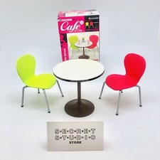 Mesa y silla de café Re-Ment 2008 color verde lima y rosa brillante (rojo intenso) Cafe y Canteen Silla price