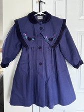 Abrigo de lana vintage para niñas Rothschild 6/6X corazones bordados de terciopelo púrpura Overcoat de niña price