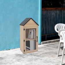 Caja de libros de madera de 2 niveles caja de almacenamiento de libros para el hogar con puerta, pequeña caja de biblioteca gabinete Library Armario price