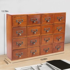 Organizador de cajones de escritorio de biblioteca vintage - Caja de almacenamiento de madera con 16 cajones EE. UU. Library Armario price