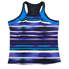 Trajes para todas las mujeres Púrpura Azul Rayas Espalda Corredora Tankini Top de Natación Sujetador Incorporado Tankini price