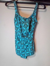 Camiseta Tankini Azul Real Azul Marino Lazo Patrón Geométrico Talla 12 Tankini price