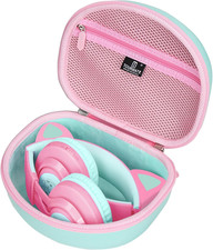 Estuche rígido viaje para auriculares infantiles LED con orejas gato rosa verde Auriculares infantil price
