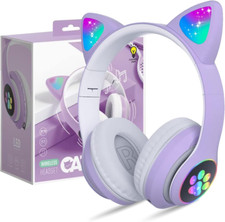 Audífonos Bluetooth infantiles con orejas de gato LED, micrófono y tarjeta TF. Auriculares infantil price
