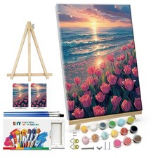 Kit Pintura por Números para Adultos con Caballete Hágalo Usted Mismo Tulipanes Pintura para Adultos por Número K... Easel price