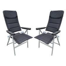 2 x Silla Plegable Reclinable Acolchada Deluxe Aluminio Caravana Pesca Jardín Camping Silla price