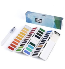 Profesional 38 Colores Acuarela Pintura Dibujo Pintura + Pincel de Agua Pigmentos Set Watercolor Pintura price