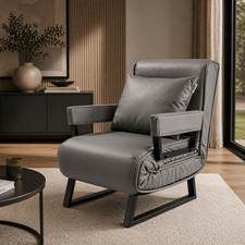 Sofá Cama Makika Silla Reclinable Sillón Plegable con Almohada Cuero PU Gris Sofa Cama price