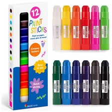 Palos de pintura al temple lavables no tóxicos para niños - 12 colores, secado rápido Cara y Dedo Pintura price