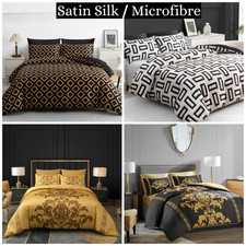 Juego de funda nórdica de seda satinada reversible tamaño king edredón juegos de cama dobles individuales Oro Almohada para bebé price