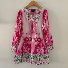 Vestido túnica Oscar de la Renta niños rosa Ikat estampado floral jardín 8 años Portugal Tunic de niña price