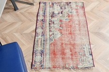 Alfombra vintage de 2x3,5 pies, alfombra pequeña turca, alfombra de lana floral roja azul Turca- Style Inodoro price