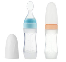 Paquete de 2 Cuchara Dispensadora de Comida para Bebe Silicona 4 oz Portatil Azul Comida para bebé price