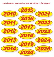 Oval Model Years Vinyl Car Window Stickers (Red/Yellow) (12 of 1 Year Per Pack) Adhesivo price