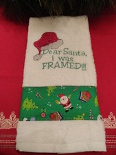 QUERIDA SANTA, ¡ESTABA ENMARCADA!!!   DIVERTIDA TOALLA DE MANO BORDADA NAVIDAD Hand/ Cara Toalla price