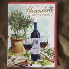 Tarjeta de felicitación de cumpleaños Grandad Noel Tatt diseño de vino y aceitunas Olives price