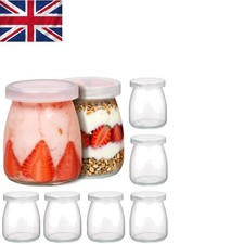 Paquete de 8 ollas de yogur de vidrio reutilizables sin BPA - 200 ml para almacenamiento versátil de alimentos Yogurt price