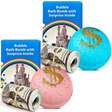 Juego de 2 bombas de baño con sorpresa en efectivo en el interior - dinero real hasta 100 billetes en el interior Mineral Agua y Soda price