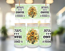 Jesús, café, oración, lata de vidrio esmerilado de 16 oz, tapa/paja de bambú/caliente/frío (can25) Traditional Beverages price