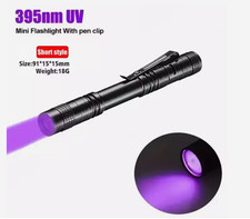 UV Flashlight 365nm Ultraviolet Torch With Pen Clip Portable AAA Batteries OO Flashlight price