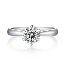 Impresionante anillo solitario de plata de ley 925 con diamantes de circonita cúbica de corte redondo para mujer EE. UU. 7 Diamond Solitaire Anillo price