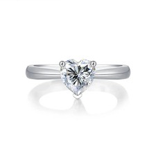 Precioso anillo solitario de plata de ley 925 con diamantes circonita cúbica corte corazón para mujer EE. UU. 7 Diamond Solitaire Anillo price