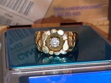 Anillo solitario de diamantes pepita de 10 gramos de oro sólido de 14K yg para hombre talla 8,5 Diamond Solitaire Anillo price