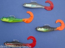 4pk SEÑUELOS CAÑA GIRATORIA CABEZA PLANTILLA COLA RIZADA LUCIO SOMBRAS JUEGO MARINO PESCA GRUESA Fishing Rod (Jig) price