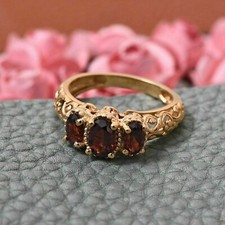 Antiguo anillo FN de oro amarillo de 14K de tres piedras de diamantes creados... Oro Anillo price