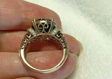 Anillo de compromiso FN de oro rosa de 14 quilates con diamantes negros cread... Oro Anillo price