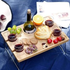 Mesa de picnic portátil con portavasos y portabotellas de vino, bandeja plegable Camping y Picnic Mesa price
