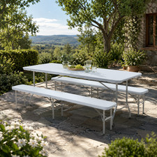 Strattore Conjunto de Mesa y 2 Bancos Plegables Jardin Patio Camping Set Picnic Camping y Picnic Mesa price