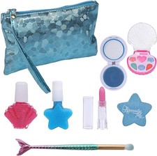Maquillaje de sirena para niñas Juego de maquillaje para niños pequeños, maquillaje lavable real NUEVO Brochas de maquillaje y accesorios price