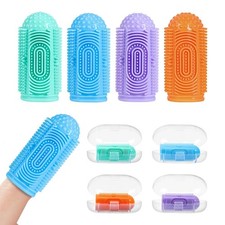 Cepillo de dientes para bebés con cepillo de dientes de dedo 4 piezas con 4 estuche de almacenamiento de viaje, comida S... Pasta de Dientes para bebé price