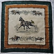BUFANDA VINTAGE AUTÉNTICA ETIENNE AIGNER CABALLOS ARNÉS CARRERAS CACHEMIR SEDA 34"" Shawl price