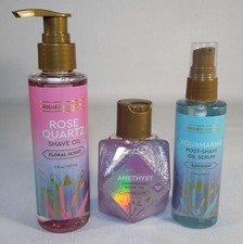 NUEVO 3 Global Beauty Care Colección de Piedras Preciosas Post Afeitado Aceite Corporal Floral Lluvia Cuerpo Cuidado Sets price