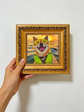 Happy Shiba Inu Perro Amarillo Gafas de Natación Chaleco Salvavidas Puesta de Sol Océano Pintura al Óleo Life Jacket price