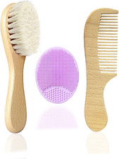 Cepillo Pelo para Bebes con Mango de Madera y Juego de Peine para Recien Nacidos Pelo Cepillo y Peine price