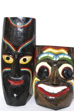 2x PINTURA MANUAL MADERA TÓTEM PLACA TIKI PARED COLGANTE BARRA DECORACIÓN MADERA madera arte Wooden Wall Arte price