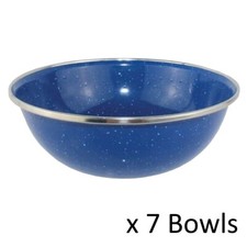 Juego de 7 cuencos de comedor esmaltados azules para camping caravana festival viaje 15 cm de diámetro Camping Set y Festival Package price