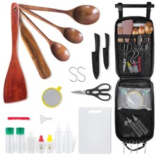 Juego de utensilios de cocina de camping - 22 piezas actualizado organizador de cocina de campamento con Woo... Camping Cocina price